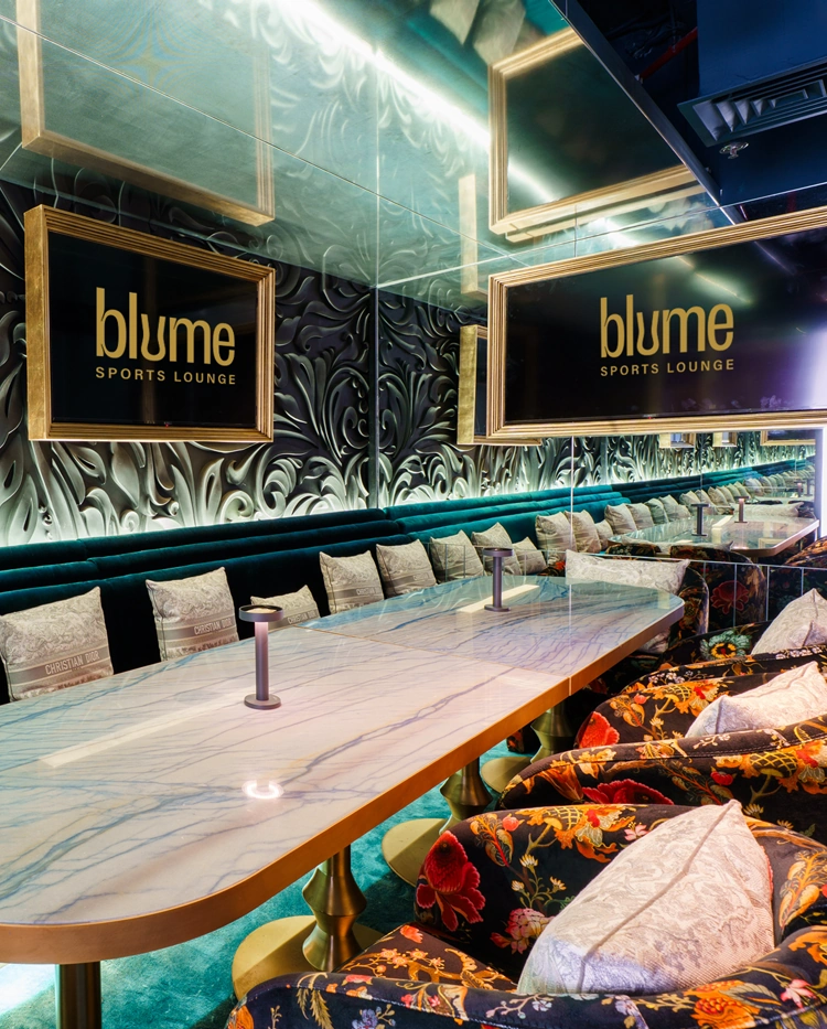 About Blume Sports Lounge in Dubai Marina Private seating area at Blume Sports Lounge in Dubai Marina